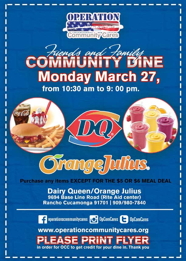 Friends and Family Community Dine OCC Fundraiser | Monday March 27, 2017